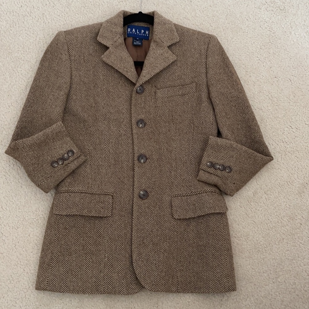Ralph Lauren Blue Label Brown Wool Herringbone Blazer Jacket Tailored - Picture 10 of 13